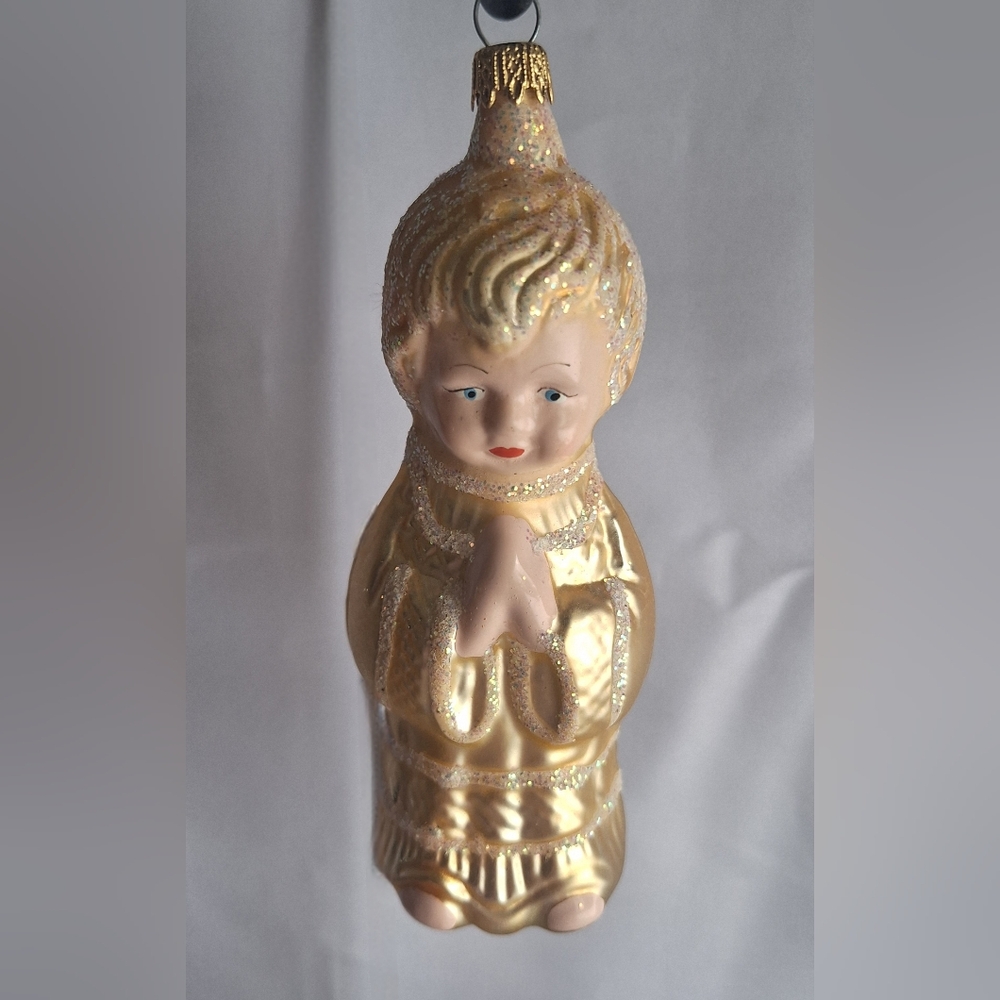 Kurt Adler Vintage Boy in Prayer Blown Glass Christmas Ornament Hand Painted 🌟